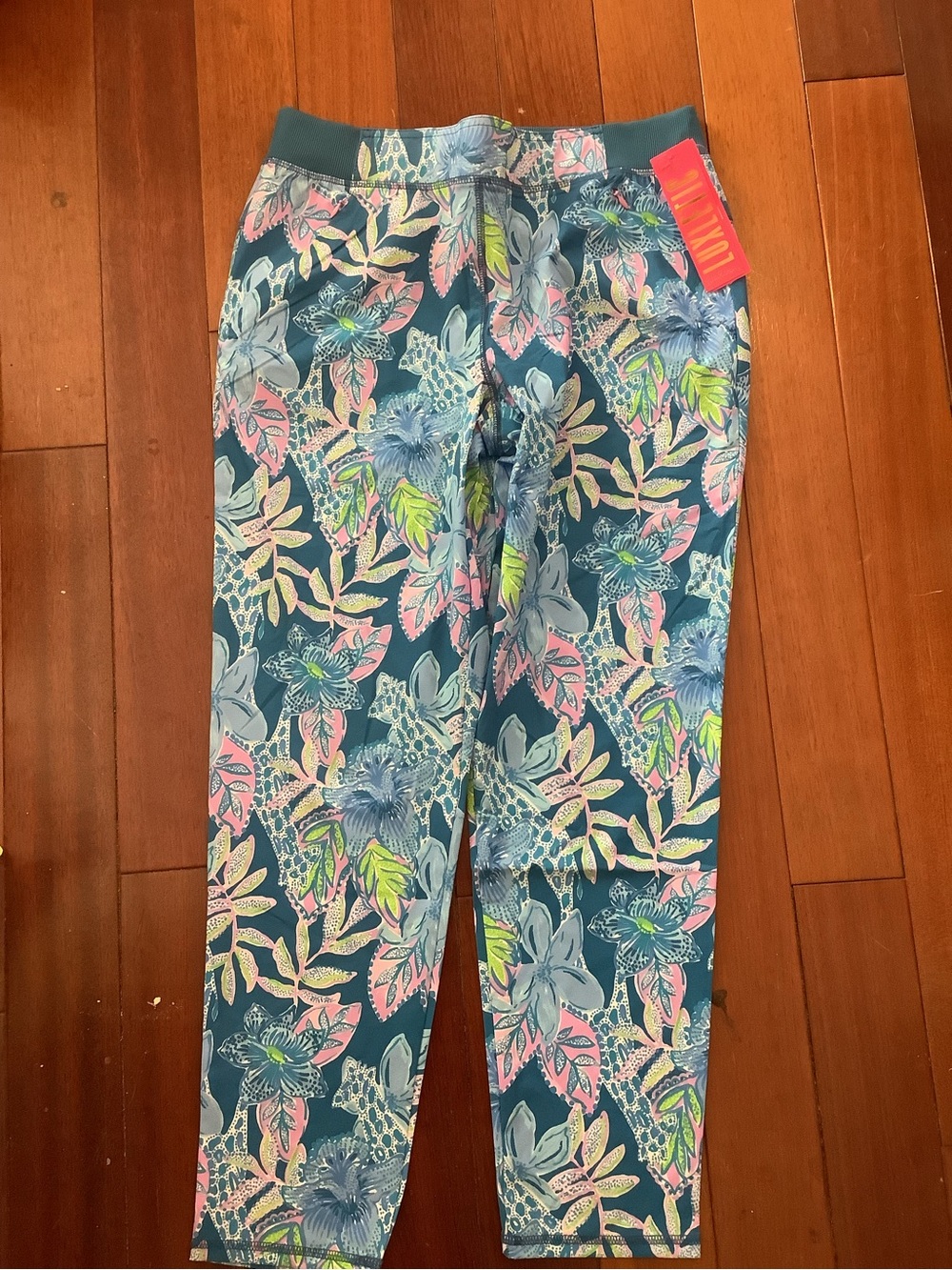 Lilly Pulitzer Teal Multi Athletic Leggings size Medium New with tag